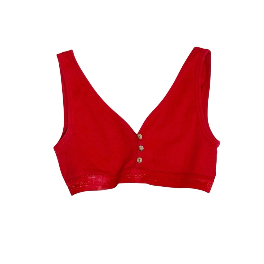 Victoria’s Secret Vintage Red Button Front Ribbed Bralette size‎ S